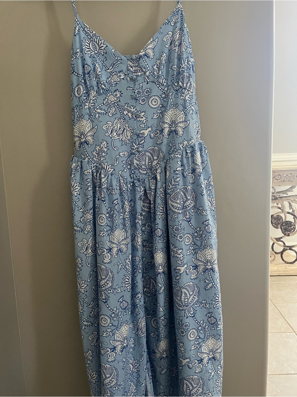 Roller Rabbit by Target Blue Floral Spaghetti Strap Maxi Dress